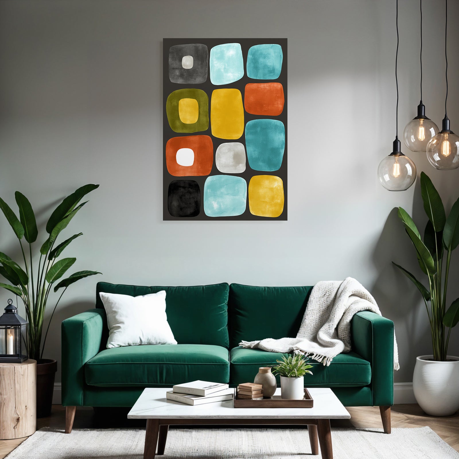 Abstrakte Illustration Farbige Formen Dunkler Hintergrund