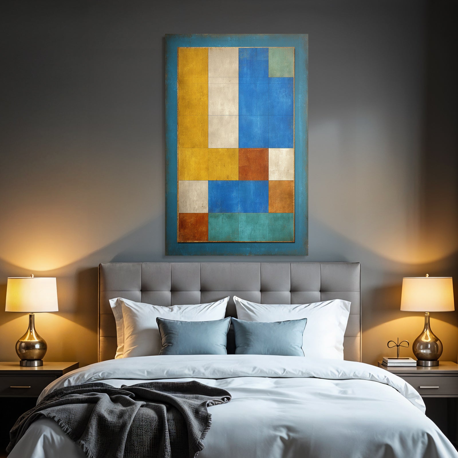 Abstract Composition Colored Blocks Modern Art Piece