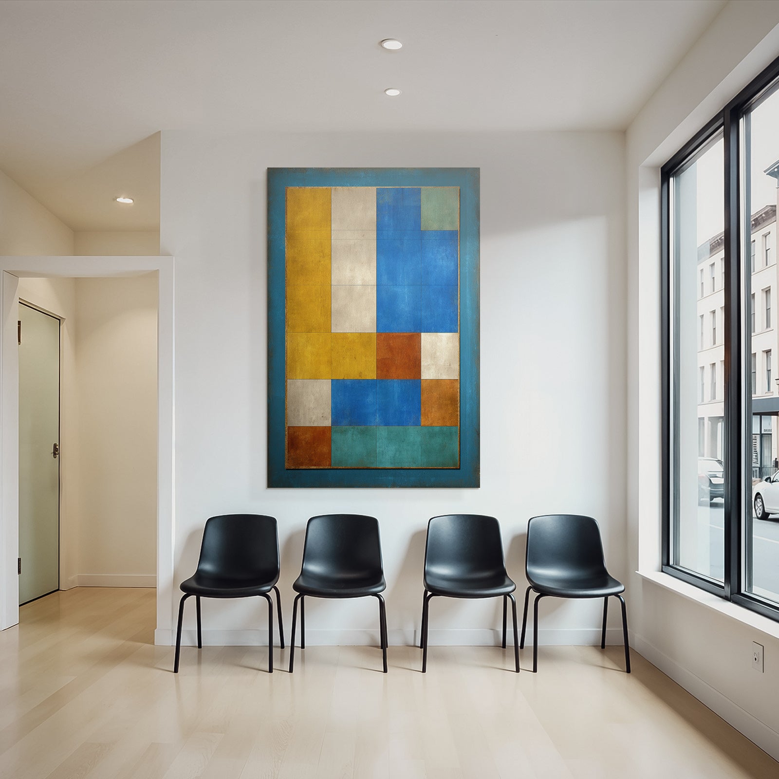 Abstract Composition Colored Blocks Modern Art Piece