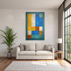 Abstract Composition Colored Blocks Modern Art Piece
