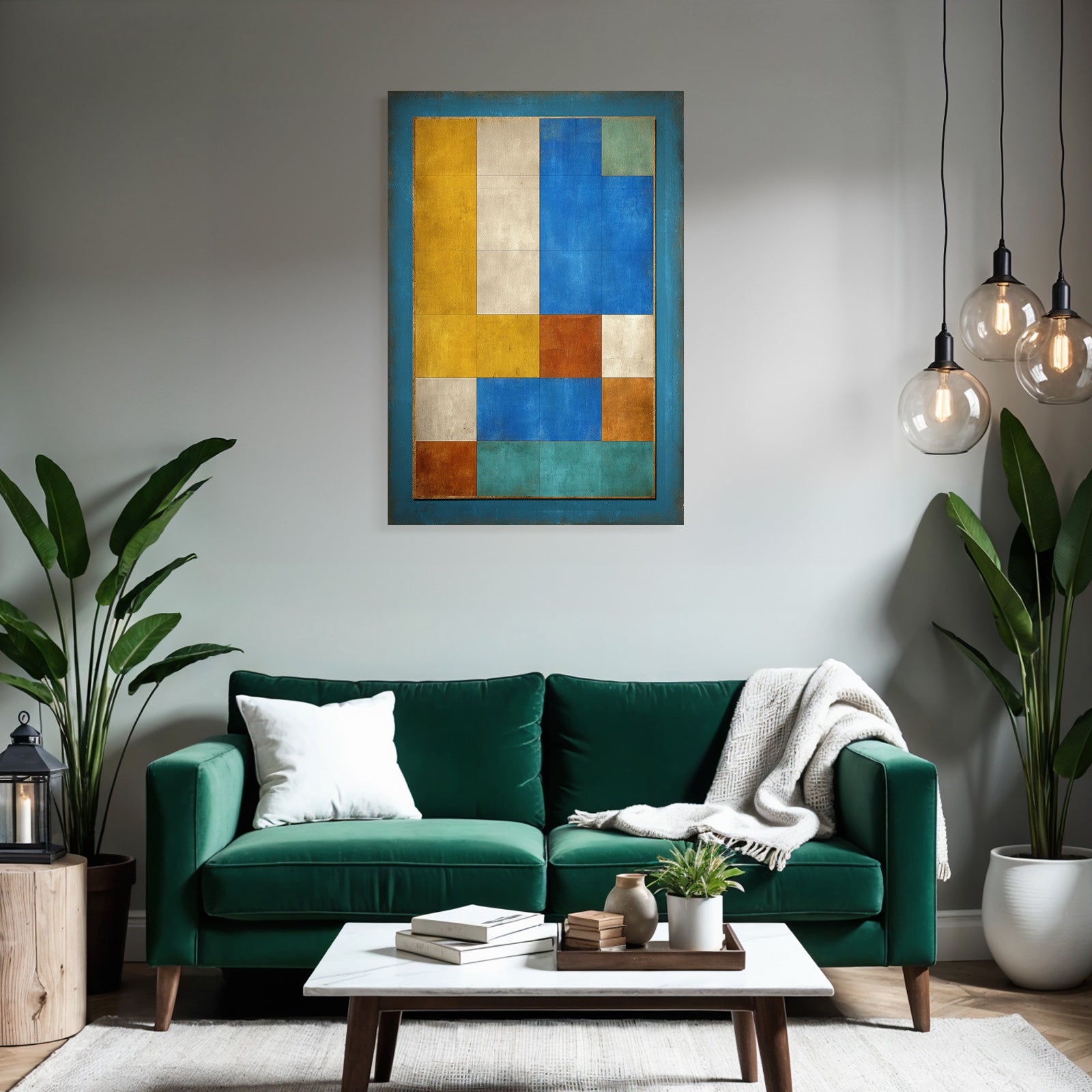 Abstract Composition Colored Blocks Modern Art Piece