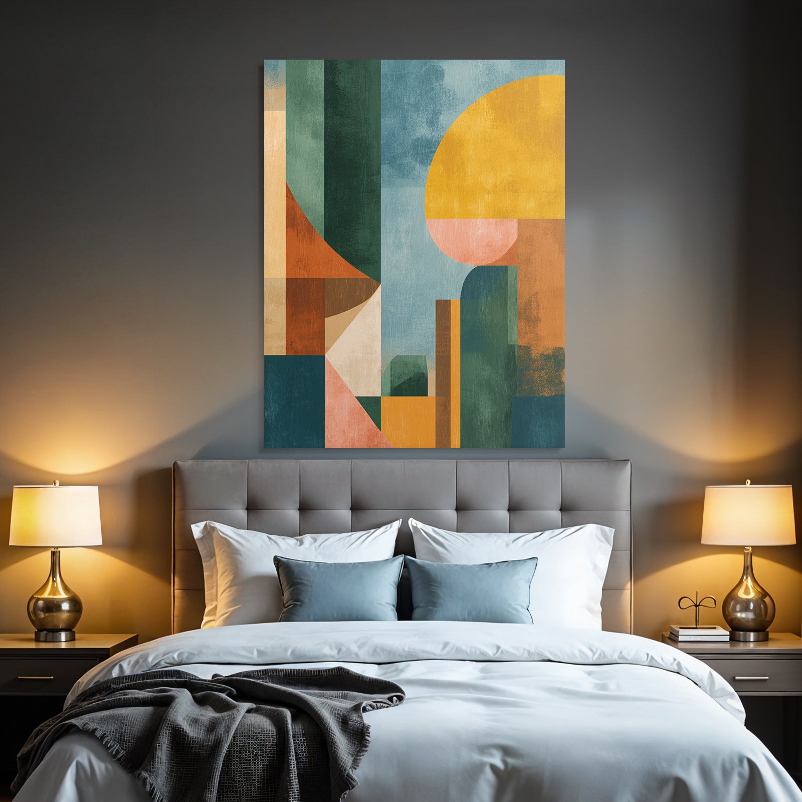 Abstract Composition Geometric Shapes Colors Earth Tones Pastel Colors Modern Art