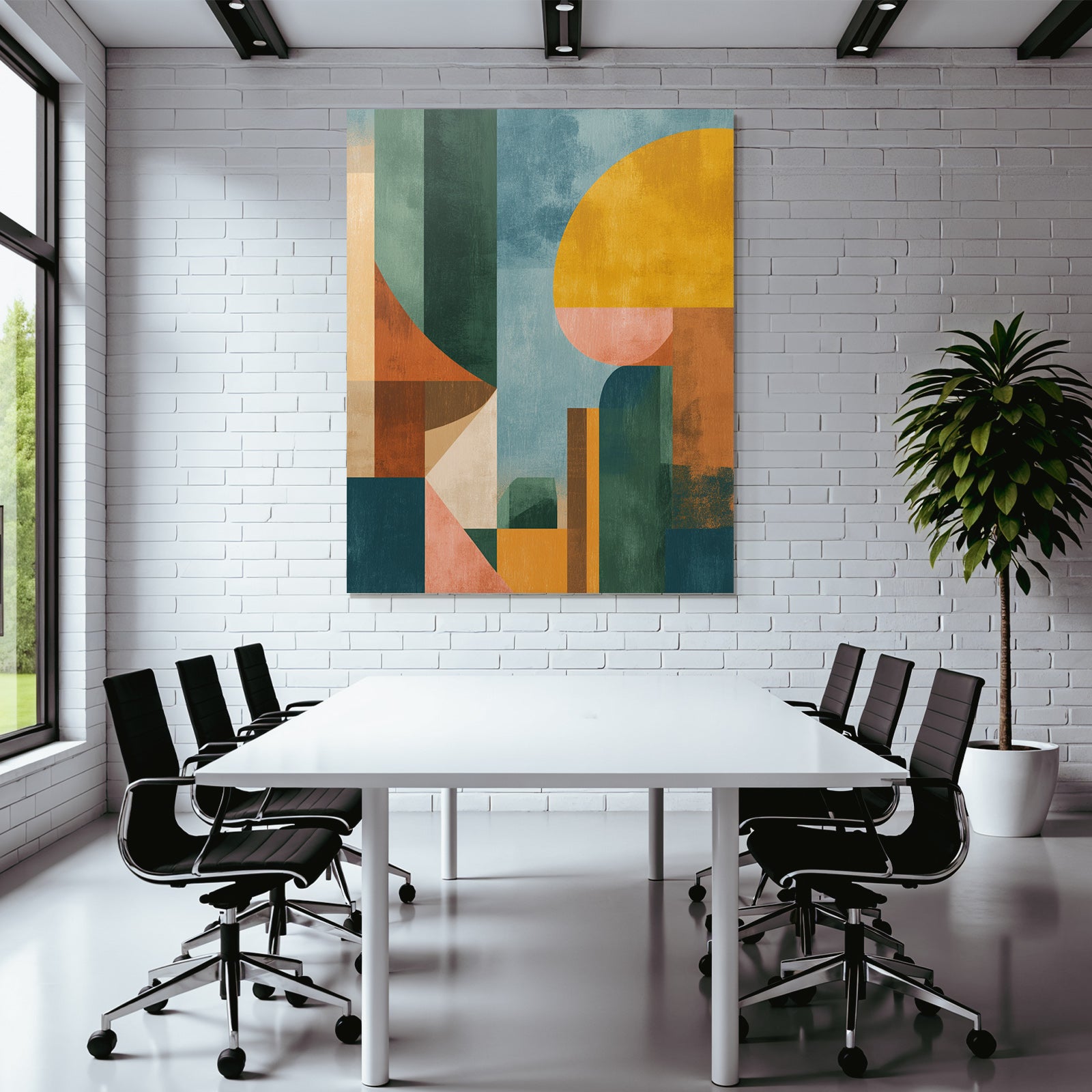Abstract Composition Geometric Shapes Colors Earth Tones Pastel Colors Modern Art
