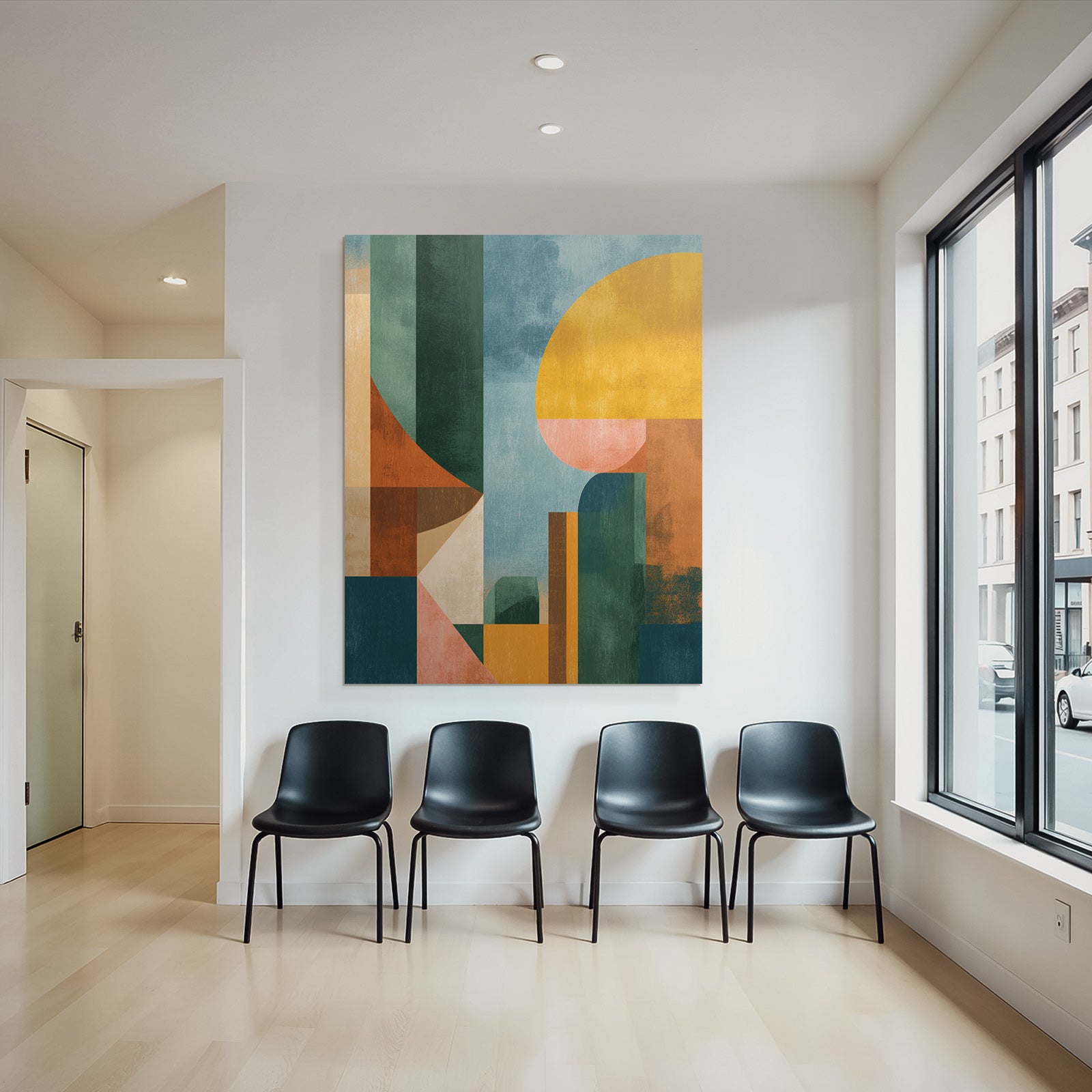 Abstract Composition Geometric Shapes Colors Earth Tones Pastel Colors Modern Art