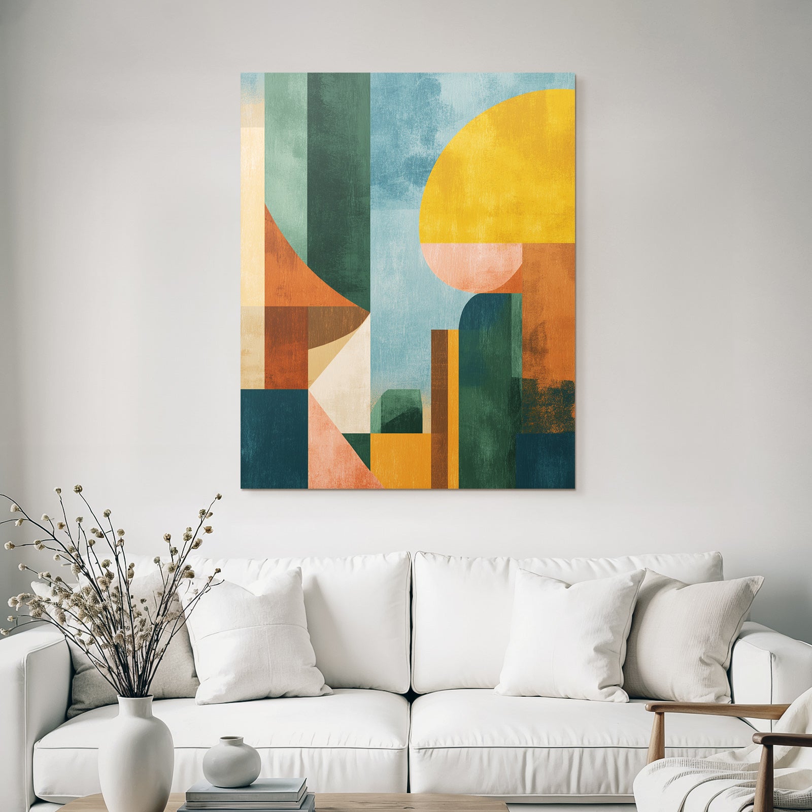 Abstract Composition Geometric Shapes Colors Earth Tones Pastel Colors Modern Art