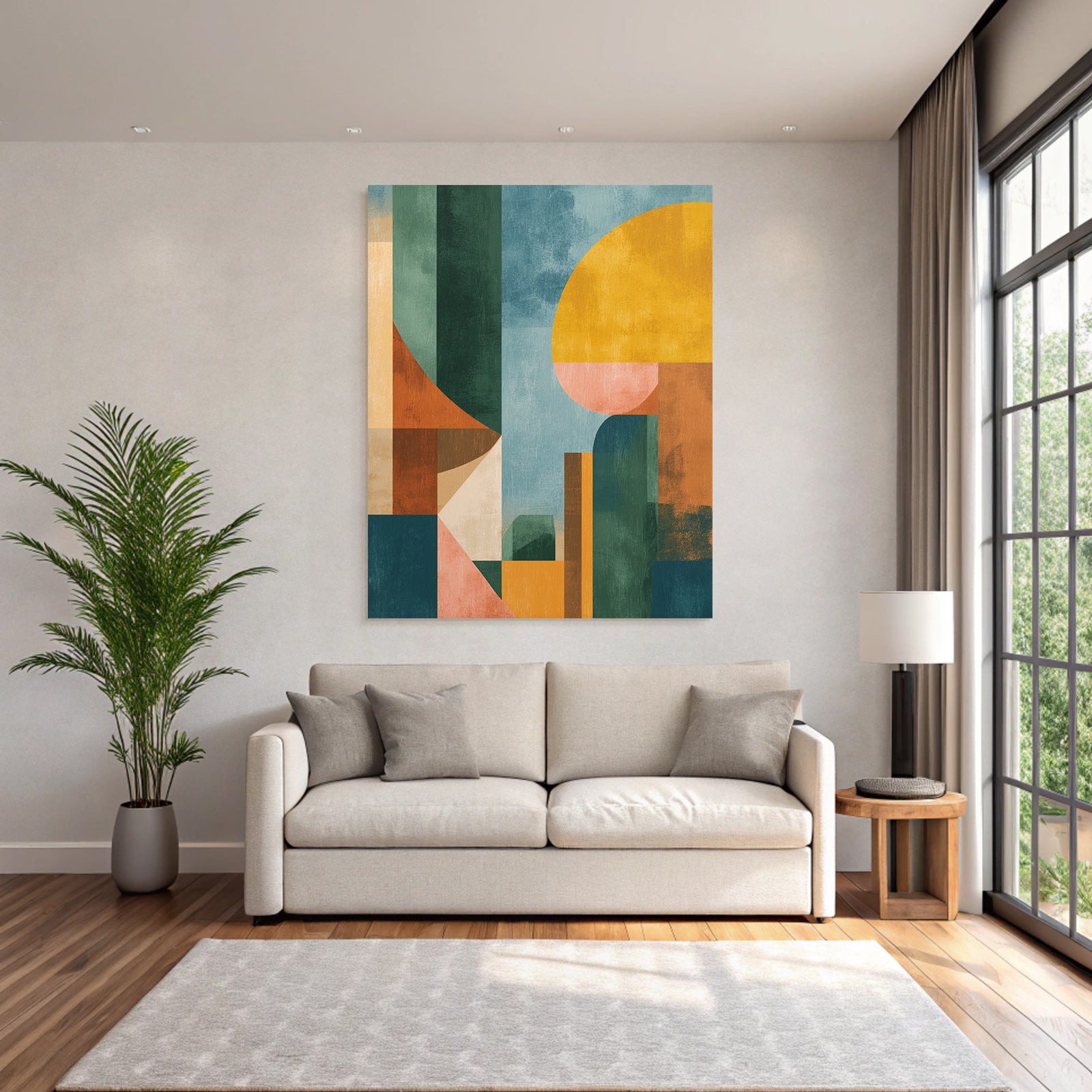 Abstract Composition Geometric Shapes Colors Earth Tones Pastel Colors Modern Art