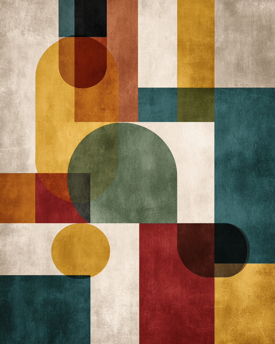 Abstrakte Komposition Geometrische Formen Modernkunst | Mid Century Modern | Einrichtungsstile