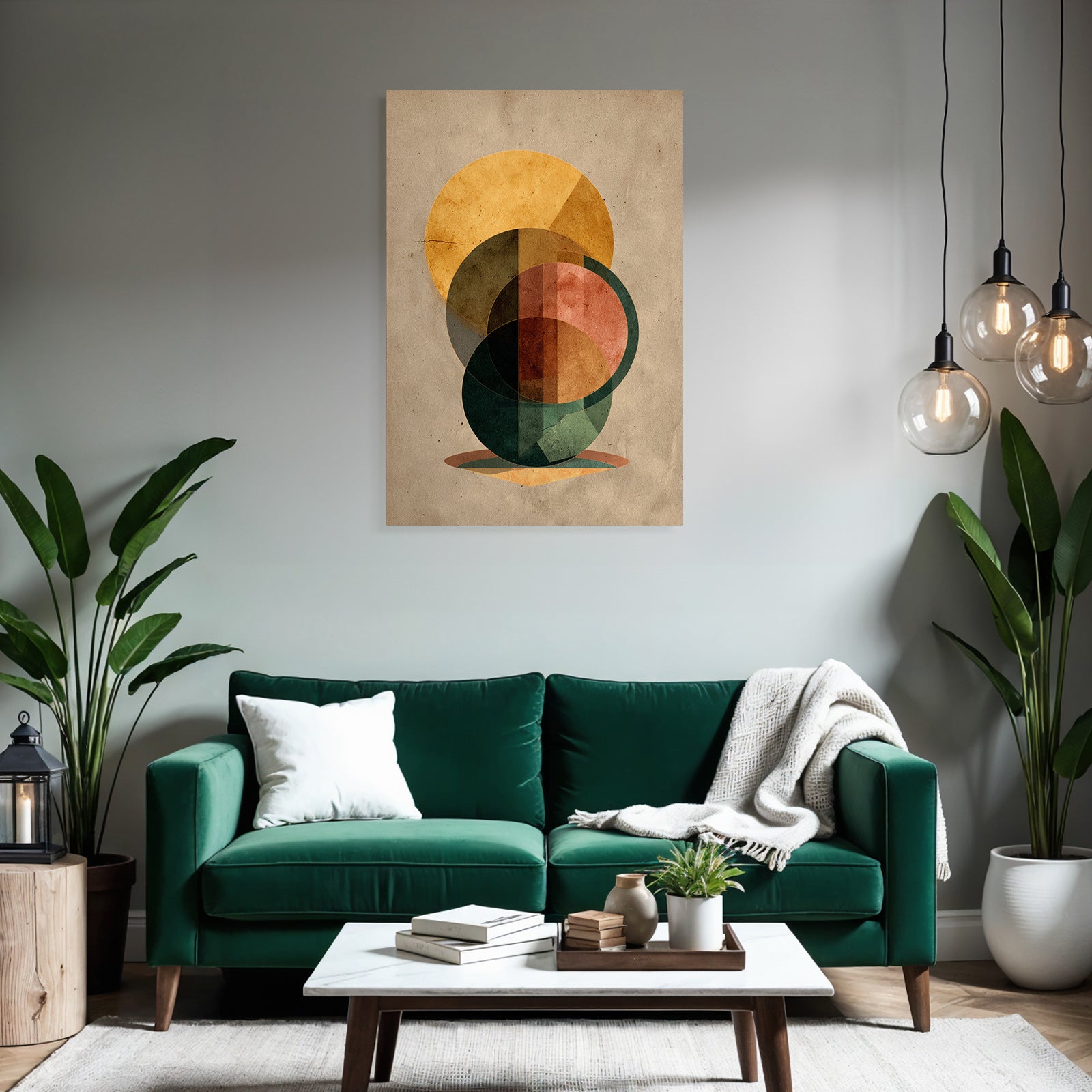 Abstract Composition Geometric Shapes Warm Colors Organic Vintage Style