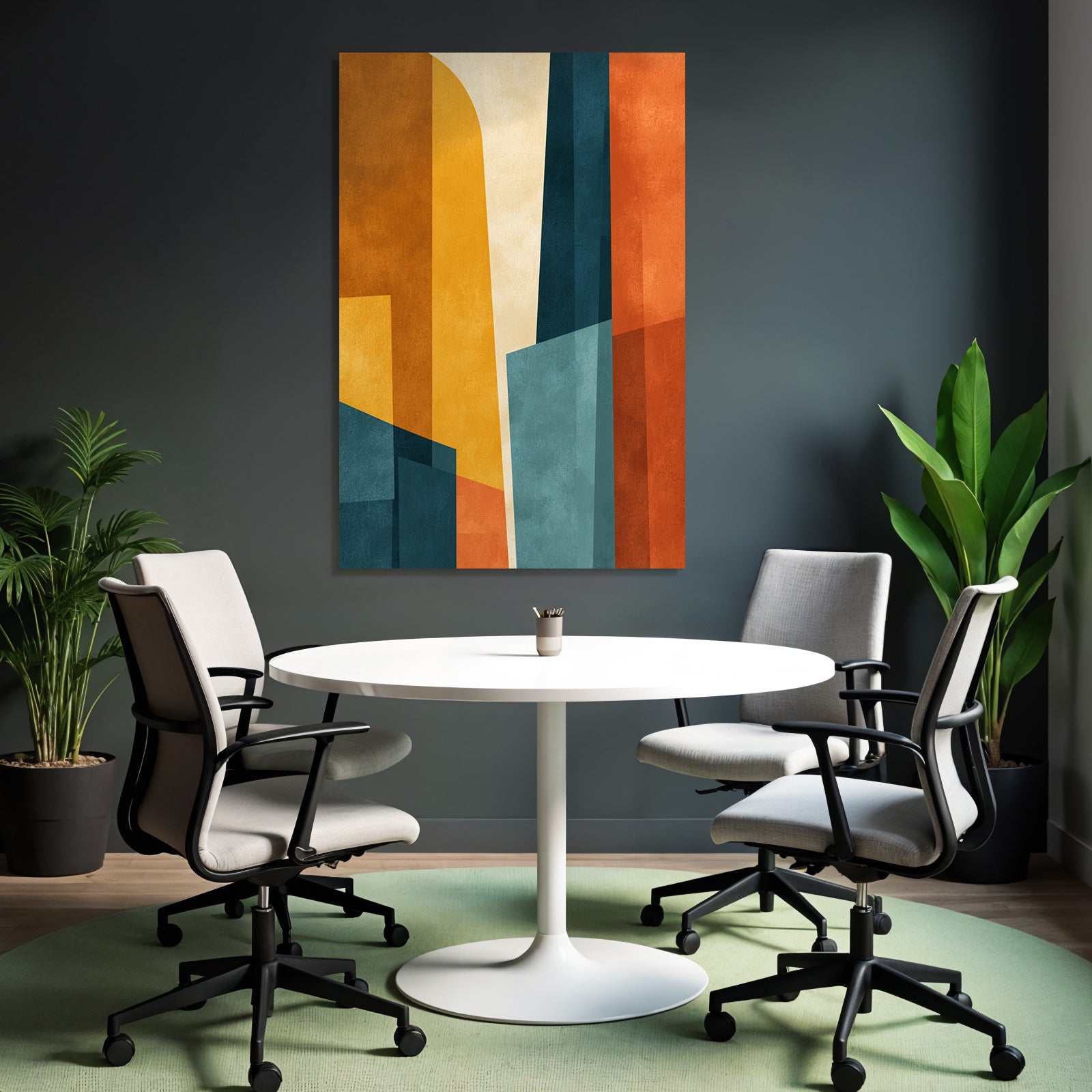 Abstract Composition Geometric Shapes Warm And Cool Tones