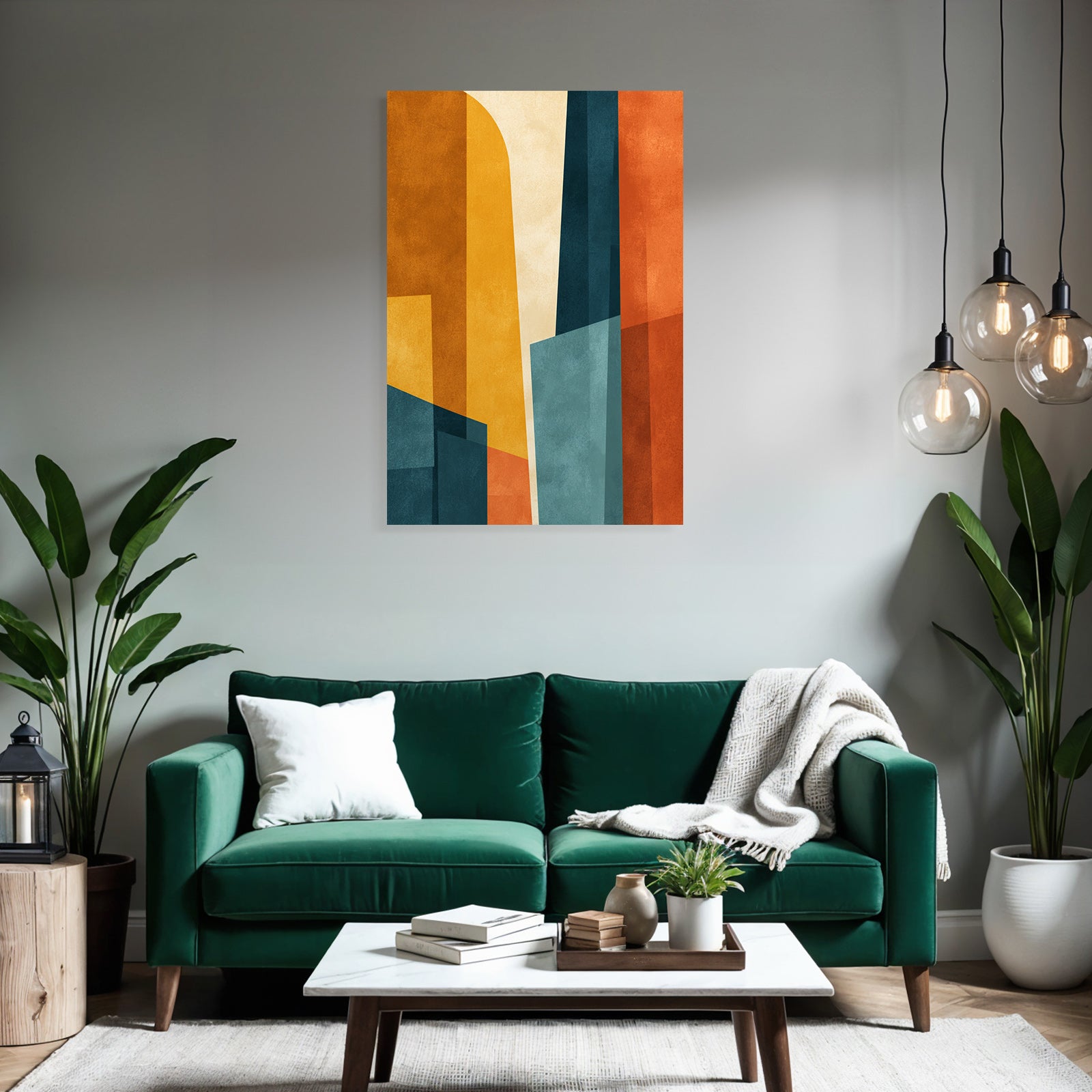 Abstract Composition Geometric Shapes Warm And Cool Tones