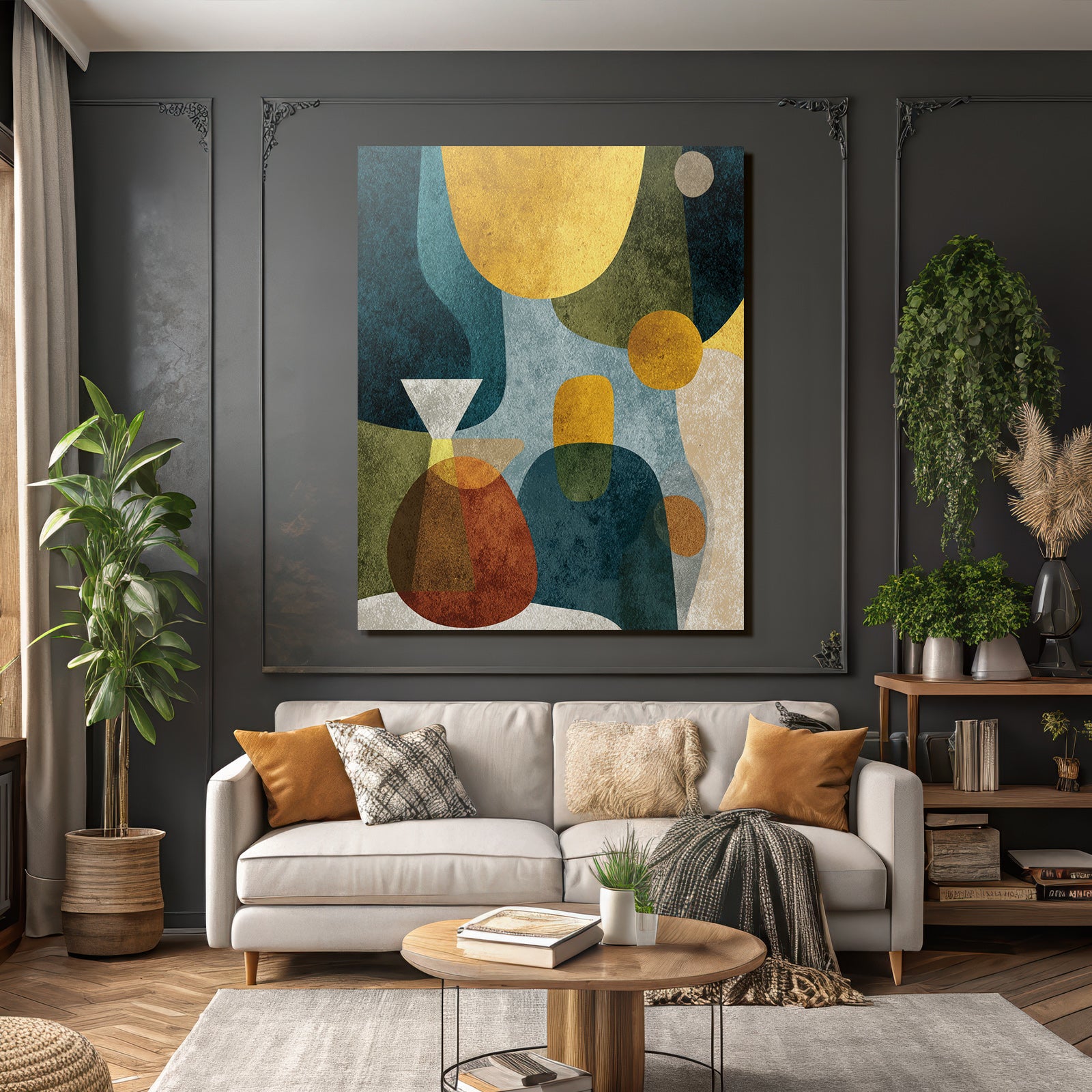 Abstrakte Kunst Formen Farben Gelb Blau Gruen Rot Modern