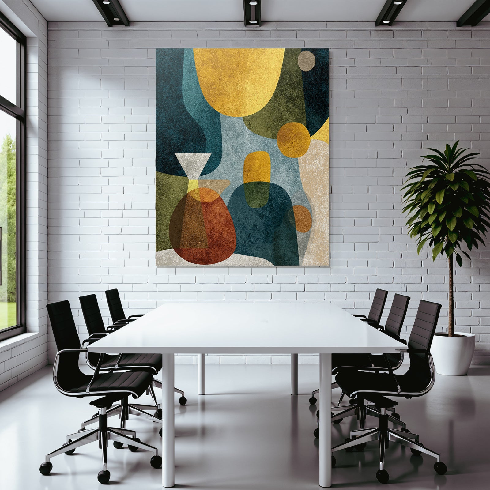 Abstrakte Kunst Formen Farben Gelb Blau Gruen Rot Modern
