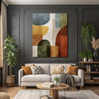 Abstrakte Kunst Geometrische Formen Blaue Orange Gruene Braune Farben