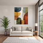Abstrakte Kunst Geometrische Formen Blaue Orange Gruene Braune Farben