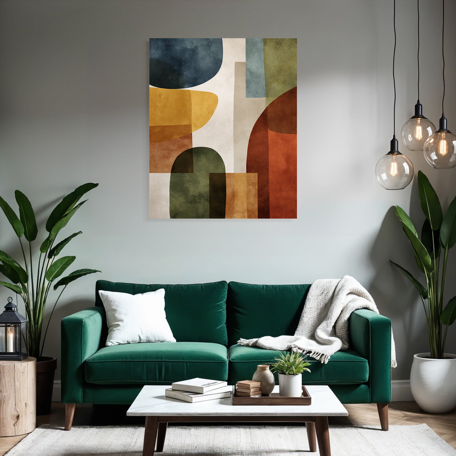 Abstrakte Kunst Geometrische Formen Blaue Orange Gruene Braune Farben