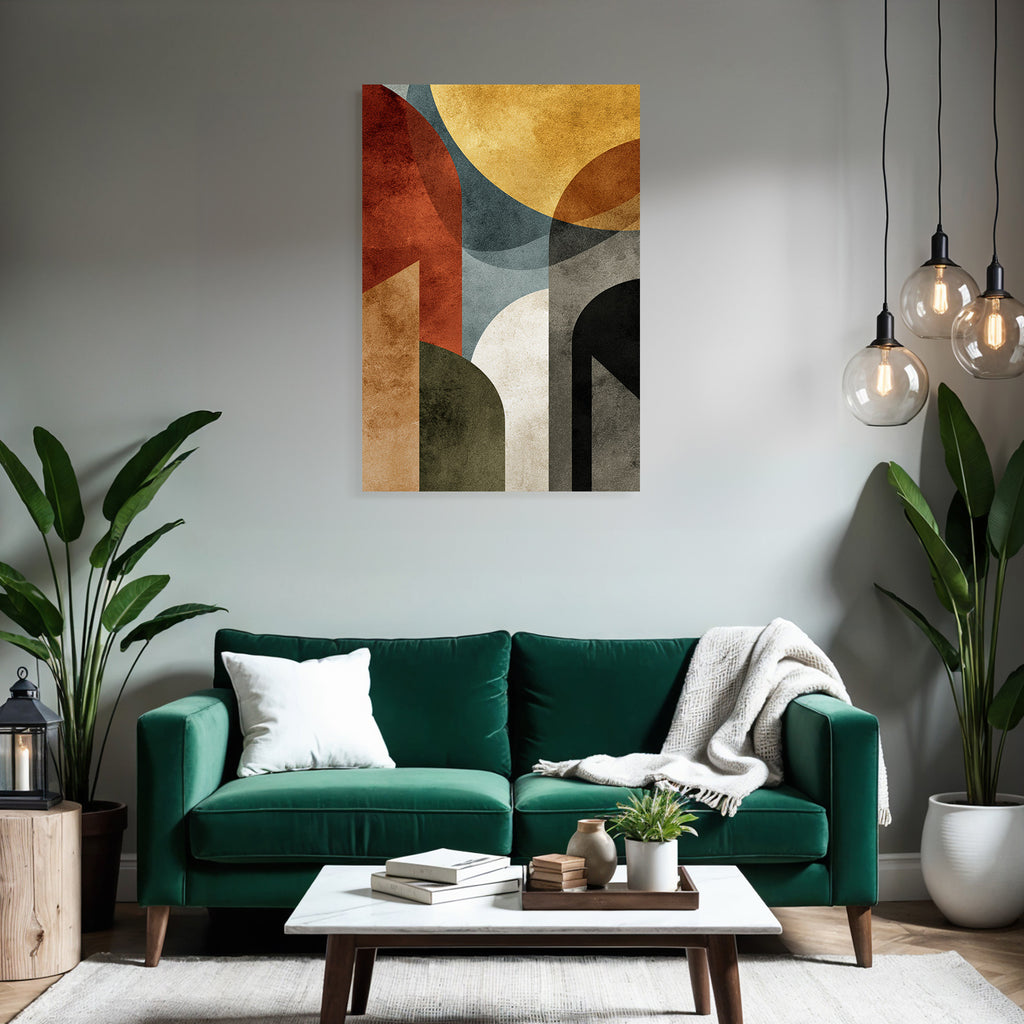 Abstrakte Kunst Geometrische Formen Farben Modern Retro