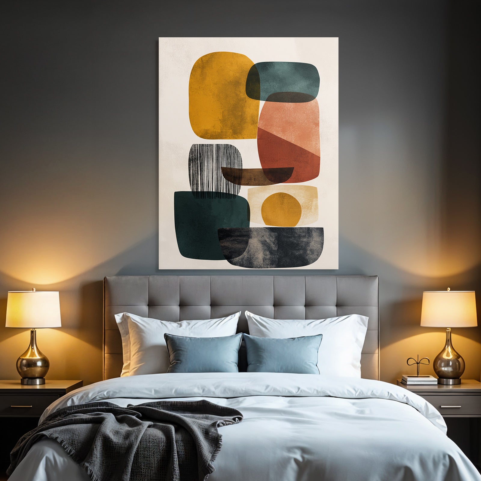 Abstract Art Geometric Shapes Yellow Green Red