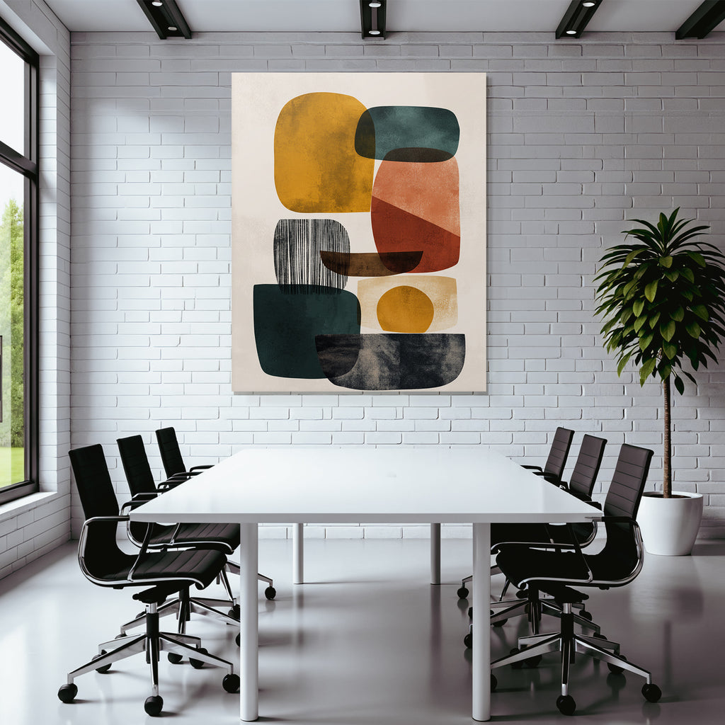 Abstrakte Kunst Geometrische Formen Gelb Gruen Rot