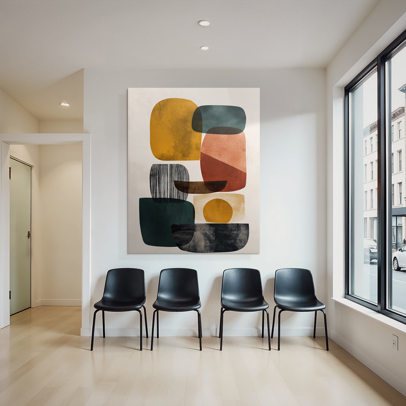 Abstract Art Geometric Shapes Yellow Green Red