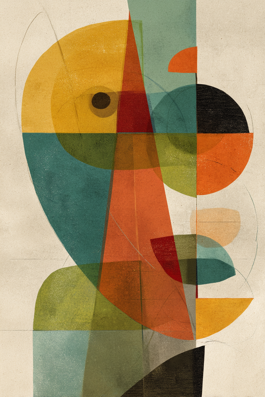 Abstrakte Kunst Geometrische Formen Gesicht Figur | Mid Century Modern | Einrichtungsstile
