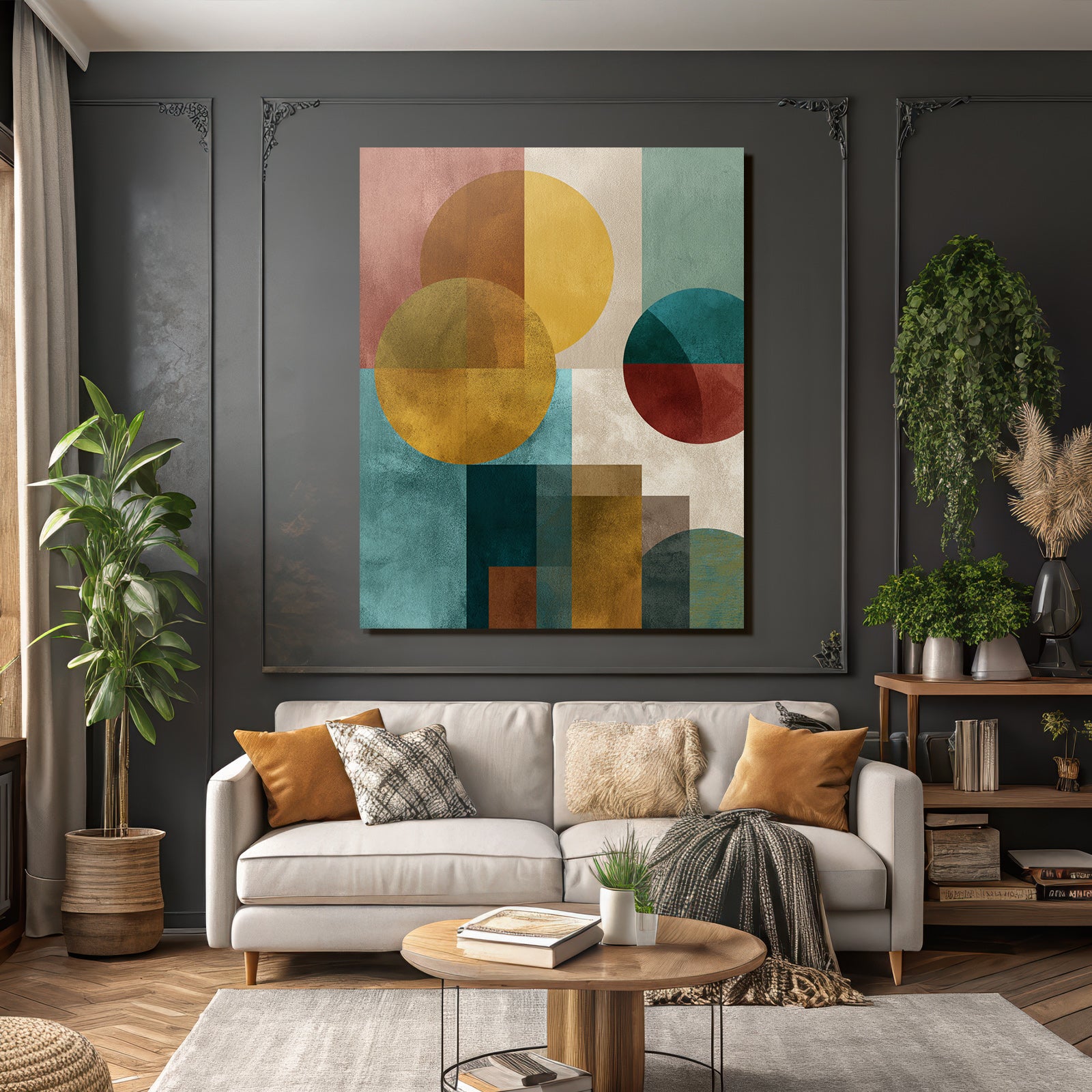 Abstract Art Geometric Shapes Circles Rectangles Colors Textures