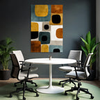 Abstract Art Geometric Shapes Orange Blue Gray Black Yellow Brown