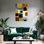 Abstract Art Geometric Shapes Orange Blue Gray Black Yellow Brown