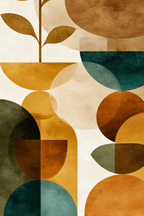 Abstrakte Kunst Geometrische Formen Pflanzen Motiv | Mid Century Modern | Einrichtungsstile