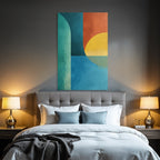 Abstrakte Kunst Geometrische Formen Teal Orange Gelb Blau
