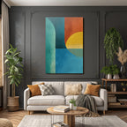 Abstrakte Kunst Geometrische Formen Teal Orange Gelb Blau
