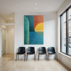 Abstrakte Kunst Geometrische Formen Teal Orange Gelb Blau