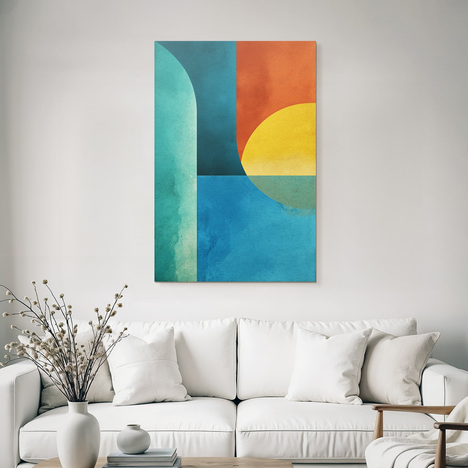 Abstrakte Kunst Geometrische Formen Teal Orange Gelb Blau