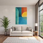Abstrakte Kunst Geometrische Formen Teal Orange Gelb Blau