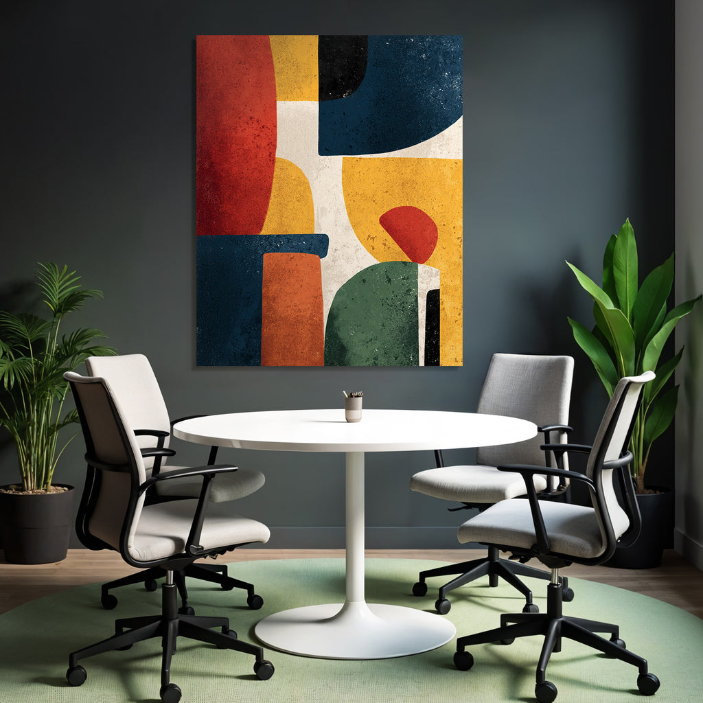 Abstrakte Kunst Geometrische Formen Texture Hintergrund Rot Blau Gelb Schwarz Gruen