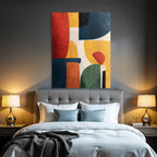 Abstrakte Kunst Geometrische Formen Texture Hintergrund Rot Blau Gelb Schwarz Gruen
