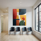 Abstrakte Kunst Geometrische Formen Texture Hintergrund Rot Blau Gelb Schwarz Gruen