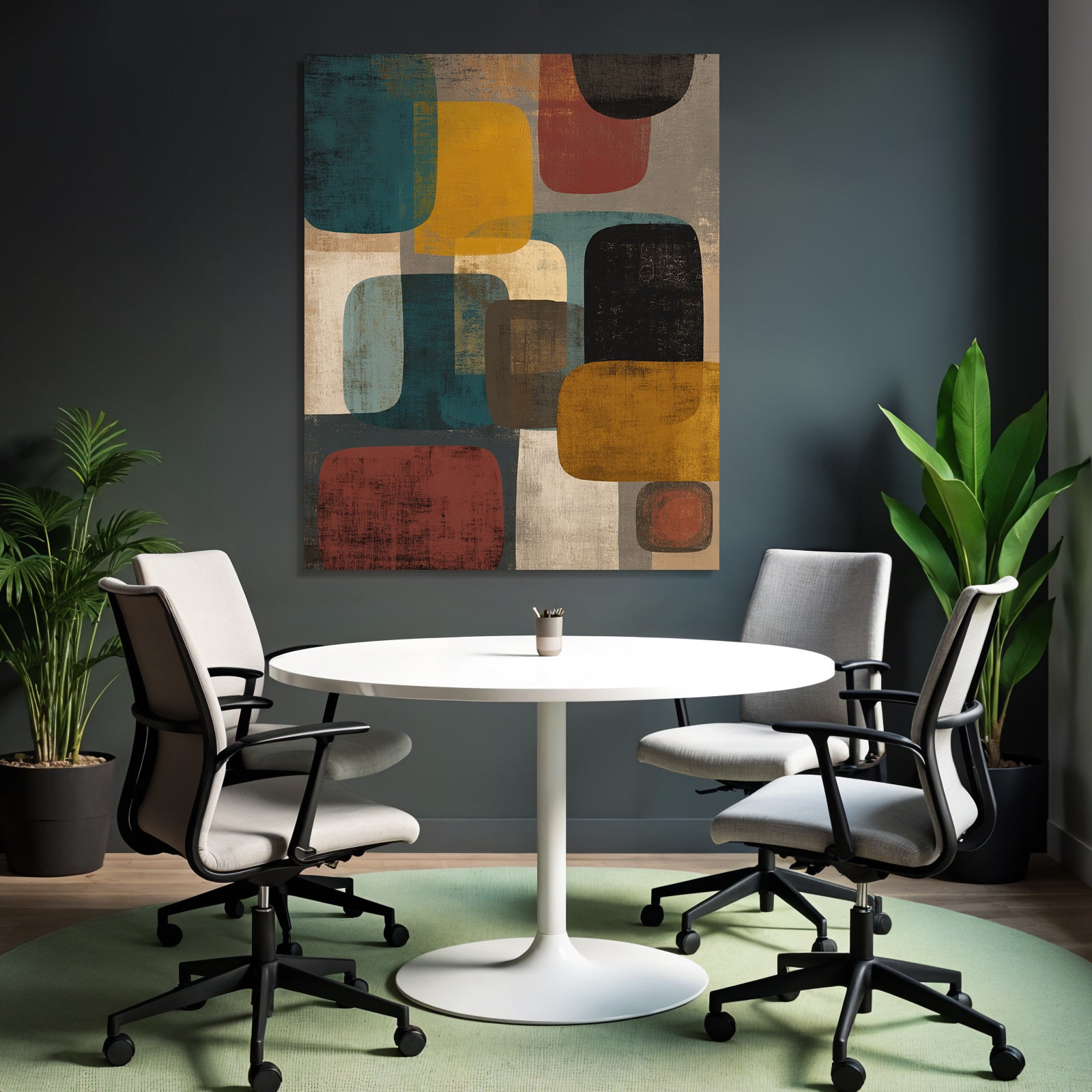 Abstrakte Kunst Mit Farbigen Formen Und Strukturiertem Hintergrund