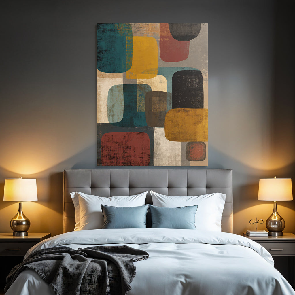 Abstrakte Kunst Mit Farbigen Formen Und Strukturiertem Hintergrund