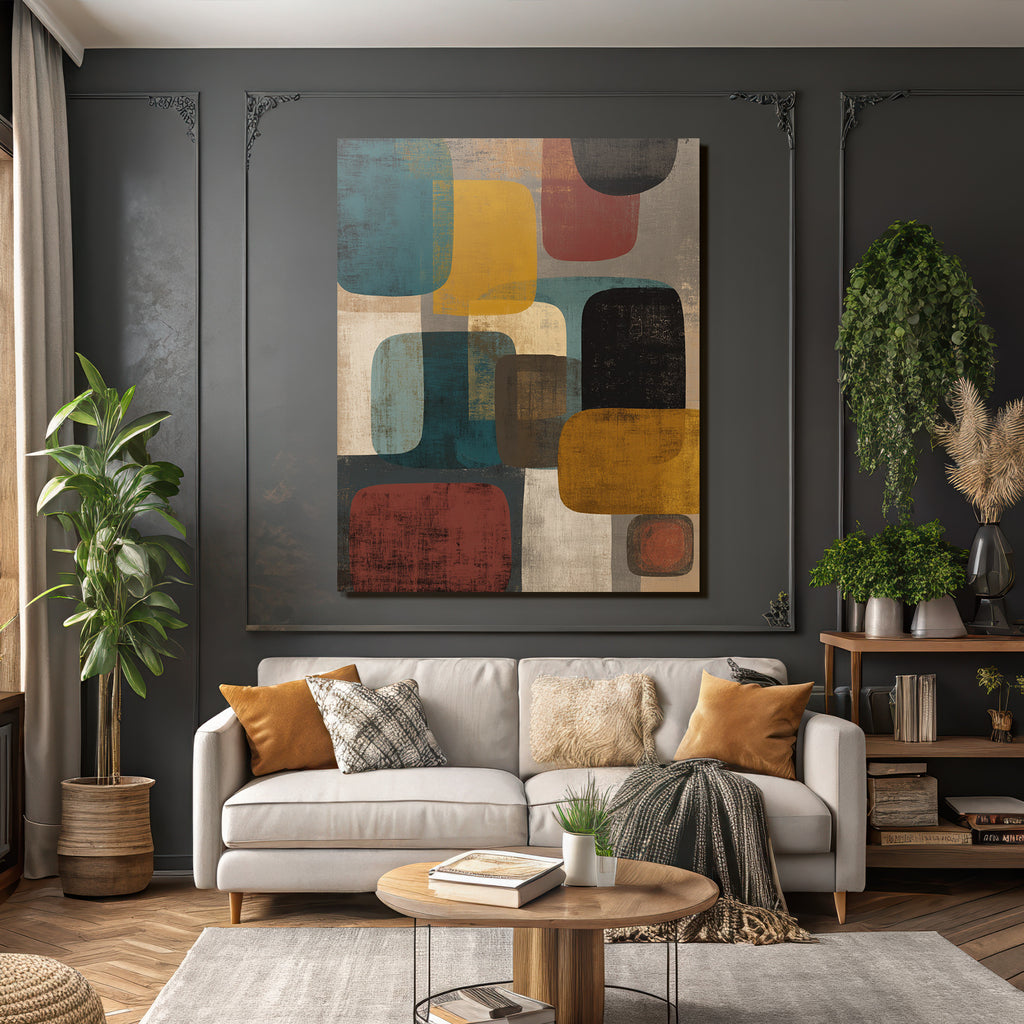 Abstrakte Kunst Mit Farbigen Formen Und Strukturiertem Hintergrund