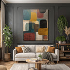 Abstrakte Kunst Mit Farbigen Formen Und Strukturiertem Hintergrund