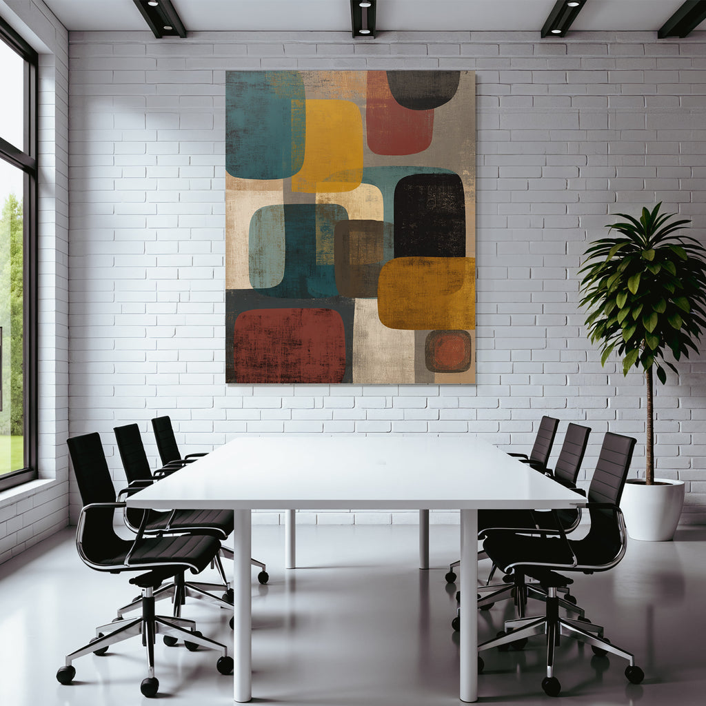 Abstrakte Kunst Mit Farbigen Formen Und Strukturiertem Hintergrund
