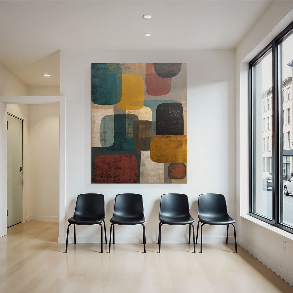 Abstrakte Kunst Mit Farbigen Formen Und Strukturiertem Hintergrund