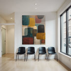 Abstrakte Kunst Mit Farbigen Formen Und Strukturiertem Hintergrund