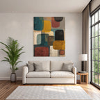 Abstrakte Kunst Mit Farbigen Formen Und Strukturiertem Hintergrund