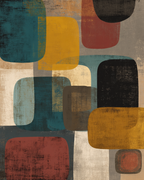 Abstrakte Kunst Mit Farbigen Formen Und Strukturiertem Hintergrund | Mid Century Modern | Einrichtungsstile