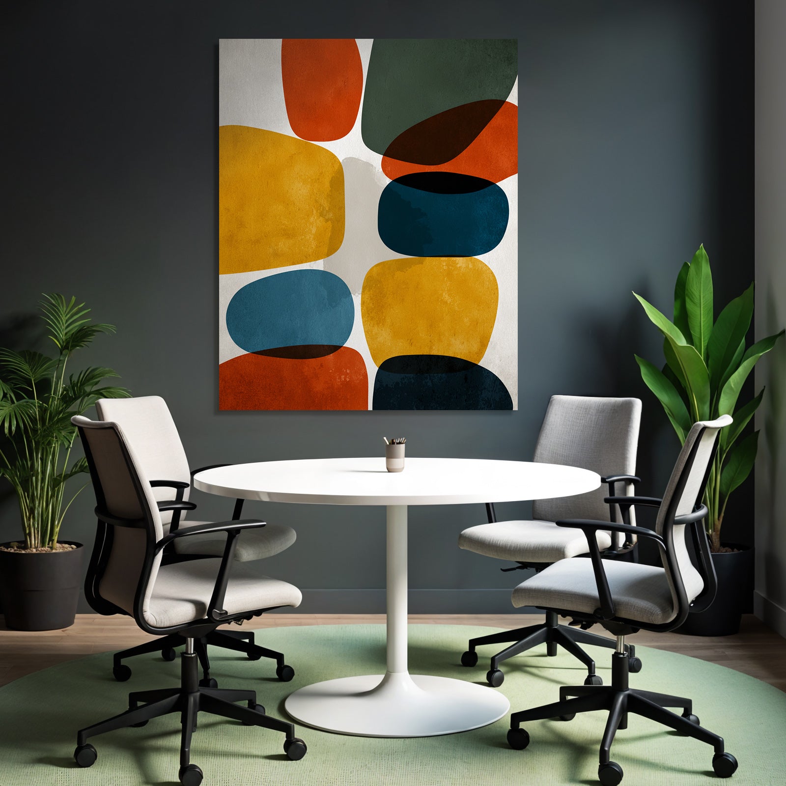 Abstract Art With Shapes And Colors Texture Background Orange Yellow Green Blue
