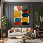 Abstrakte Kunst Mit Formen Und Farben Texture Hintergrund Orange Gelb Gruen Blau