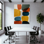 Abstrakte Kunst Mit Formen Und Farben Texture Hintergrund Orange Gelb Gruen Blau