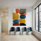 Abstrakte Kunst Mit Formen Und Farben Texture Hintergrund Orange Gelb Gruen Blau