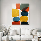 Abstrakte Kunst Mit Formen Und Farben Texture Hintergrund Orange Gelb Gruen Blau